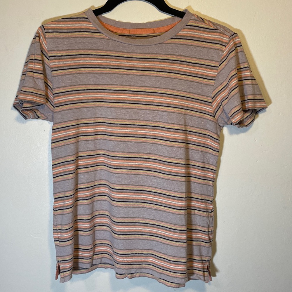 REI Hemp Lavender Striped Tee